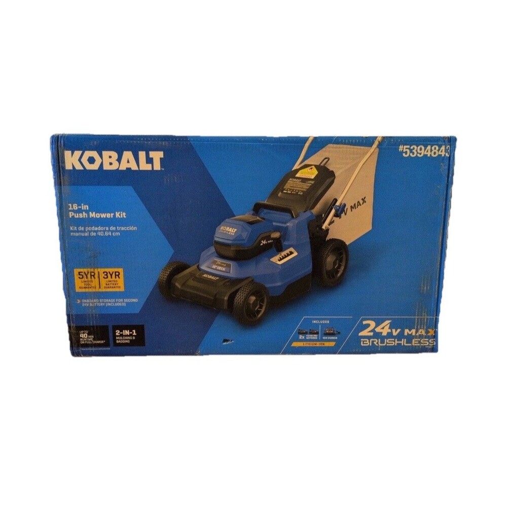 Kobalt 24-volt, 16-in Push Battery Walk Mower with (2) 4 Ah Battery Included